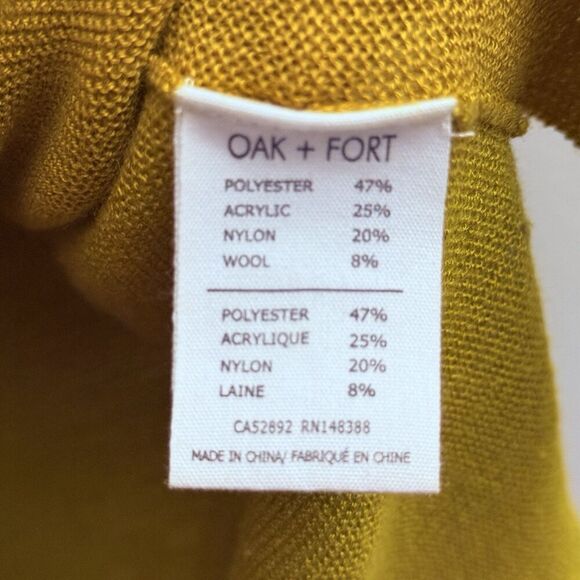 Oak + Fort Mustard Yellow Knit Wool Blend Drop Shoulder Boxy Top Women’s Medium - Picture 5 of 7